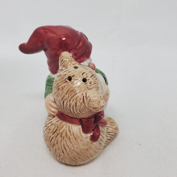 Holiday Elf Bear Salt Pepper Shaker Set, 2003 Fitz and Floyd Christmas - Picture 7 of 11